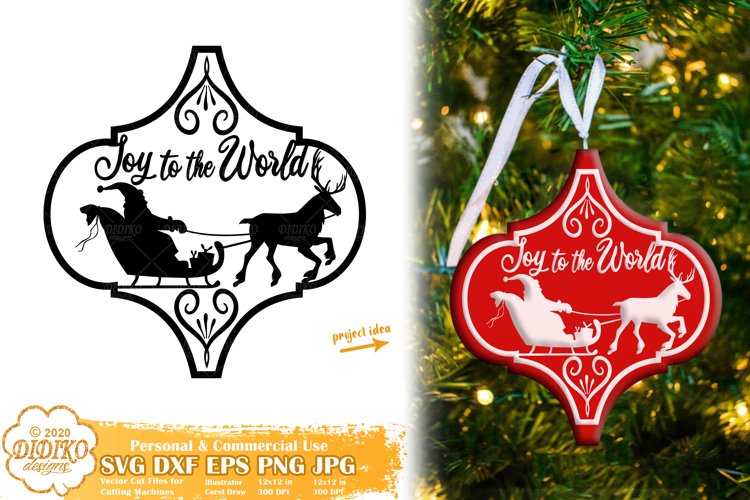 Santa SVG | Arabesque Tile Ornament SVG | Christmas Ornament example image 1