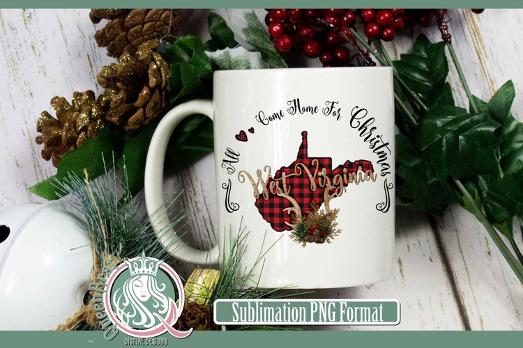 Sublimation | West Virginia Plaid Christmas State example image 1
