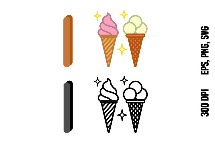 Letter I and Ice Cream. Color and Line Vector example image 1