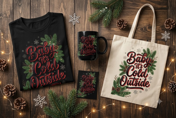 Baby It's Cold Outside PNG Christmas Winter Quote Design