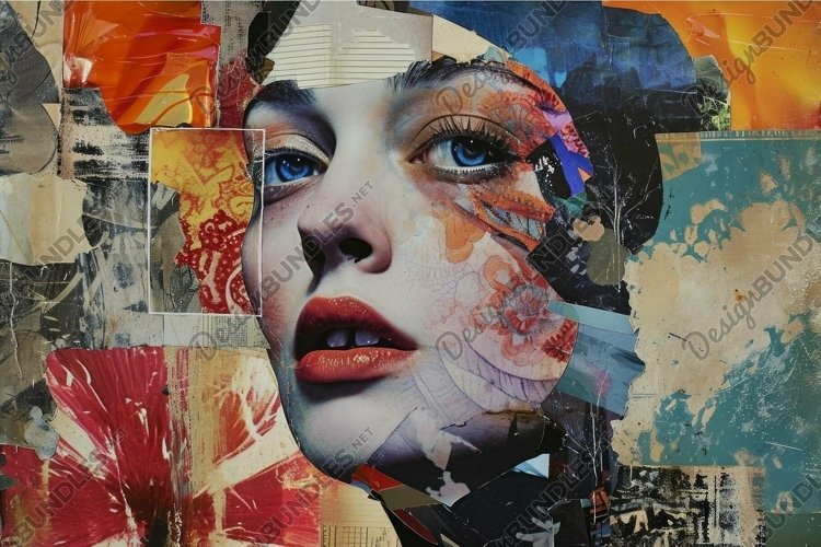 Creative Art collage woman portrait. Generate Ai example image 1