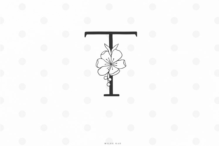 Floral letter svg cut file, alphabet, flower font example image 1