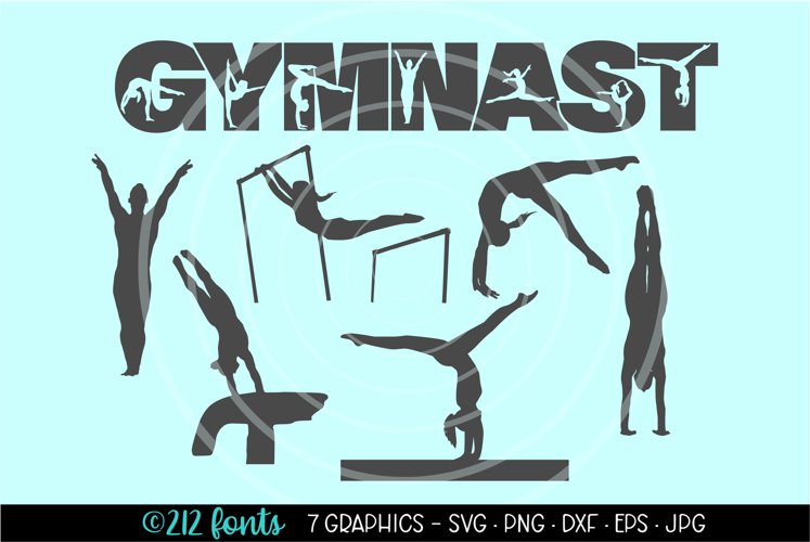 Gymnast Gymnastics Graphic Clip Art Cut Files DXF PNG SVG (535140