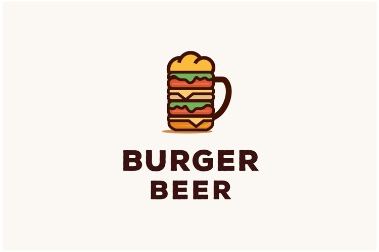 Big burger and beer logo design inspiration