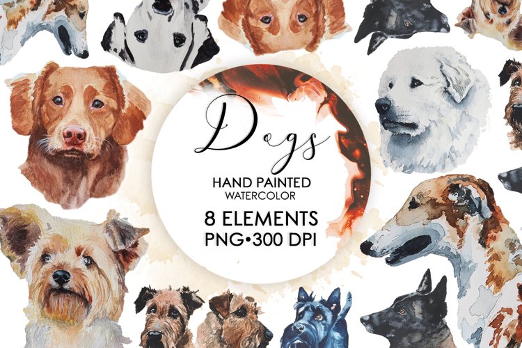 Dog Clipart, Watercolor Dog Clipart, Dog Bundle, Pet Bundle example image 1