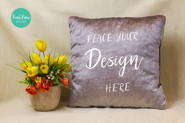 Blank Gray Square Mockup Pillow