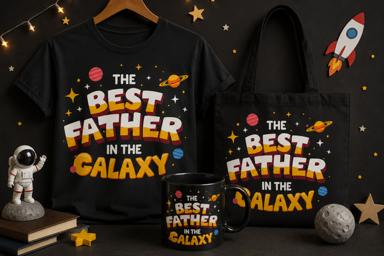 The Best Father in the Galaxy PNG | Space Dad Design