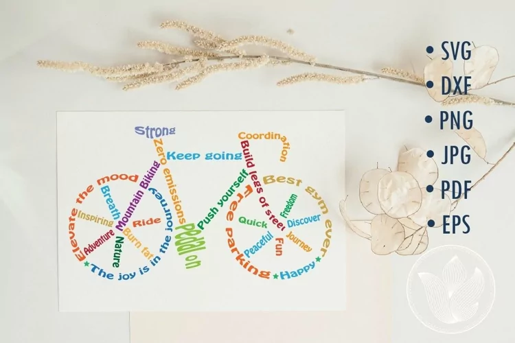 Bicycle Word Art design, Svg cut file, Lettering design