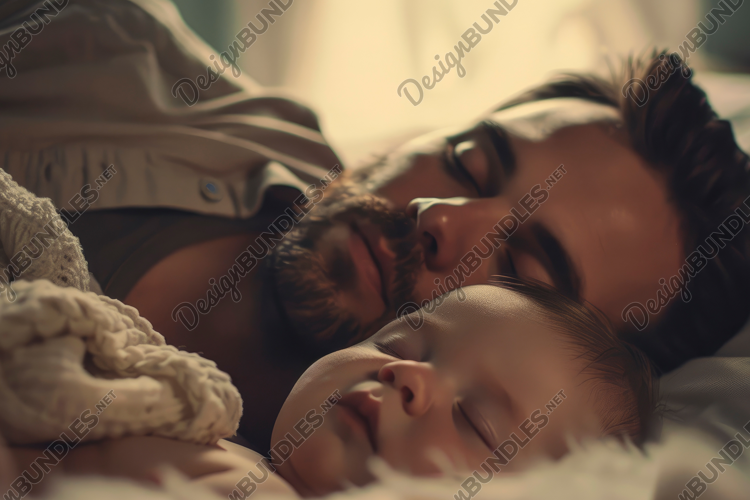 Father and Son Sleeping Background Wallpaper