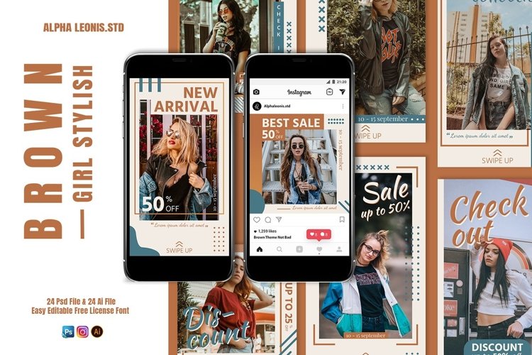 Brown Stylish Animated Stories Posts example image 1