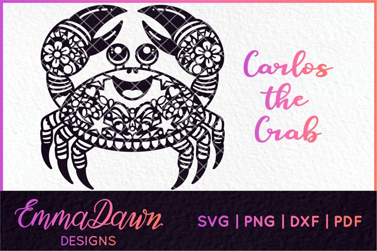 CARLOS THE CRAB SVG MANDALA / ZENTANGLE DESIGN example image 1