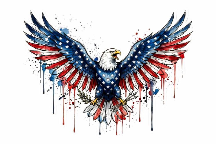 Watercolor patriotic eagle clipart