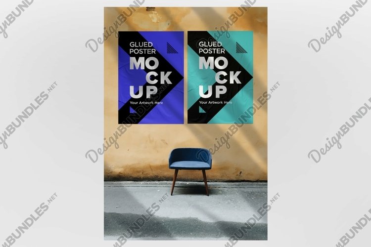 Glued and Crumpled Poster Mockup with Shadow Overlay example image 1