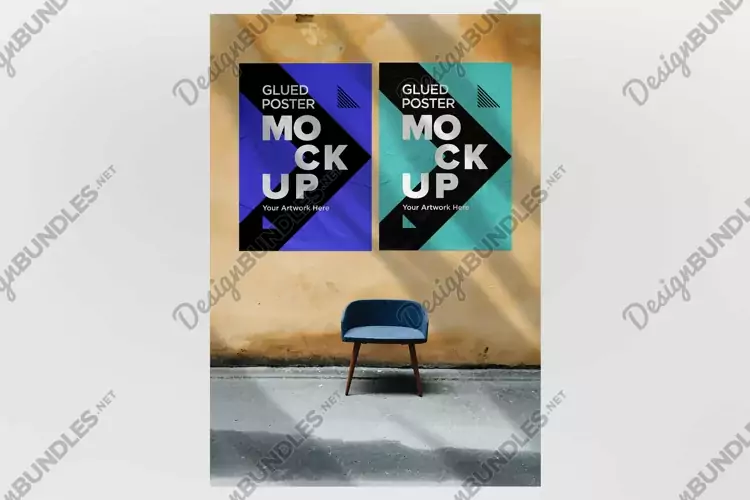Glued and Crumpled Poster Mockup with Shadow Overlay