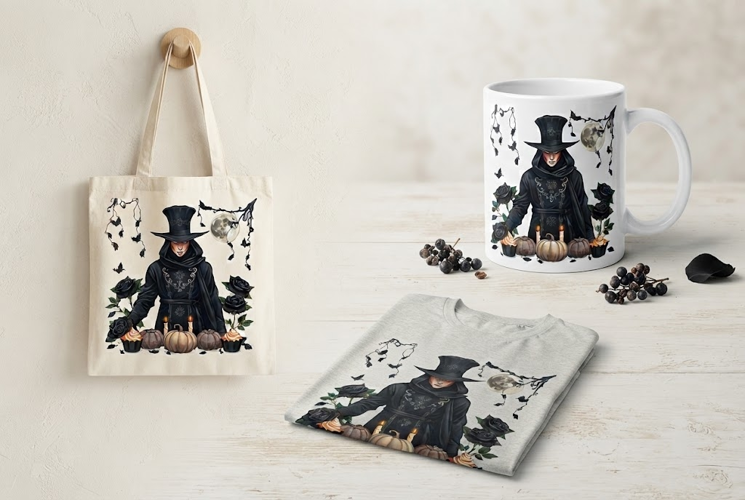 Gothic Halloween Man PNG | Black Roses Pumpkin Cupcake