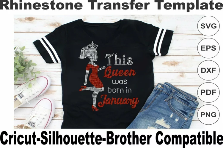 This Queen was born in January Rhinestone SVG Template