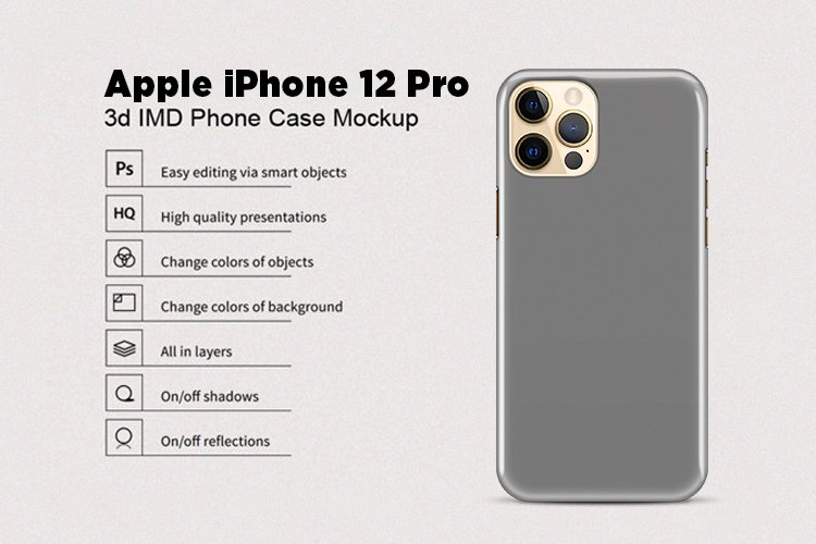 Apple iPhone 12 Pro 3d Phone Case Mockup Back View example image 1