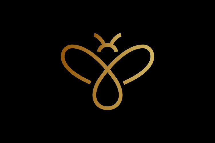 Honey bee minimalist logo template gold color - Eps 10 example image 1