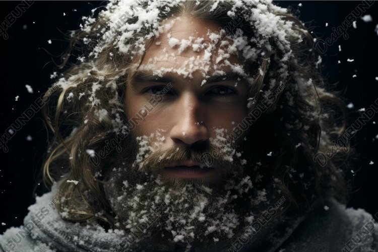 Frosty winter portrait of a bearded man (4357158)