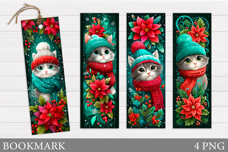 Christmas Cat Bookmark Design. Christmas Bookmark Printable