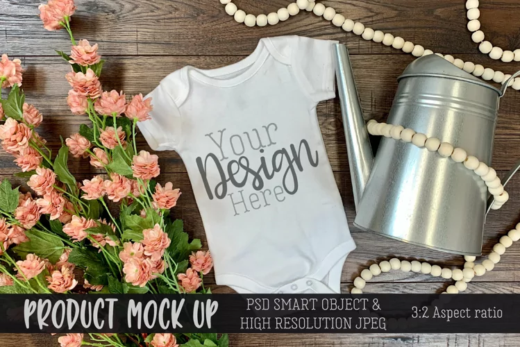 Spring baby bodysuit Craft Mockup | PSD & JPEG