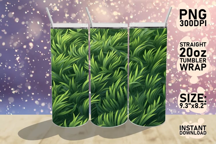 3D Grass Lawn Tumbler Wrap Sublimation 20oz PNG, Bloom PNG