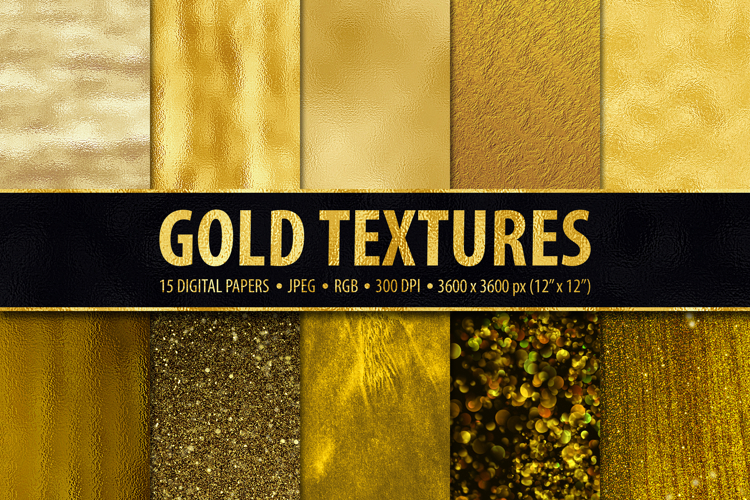 Gold Foil and Glitter Textures - Metallic Digital Papers