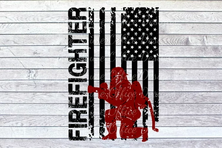 Firefighter Flag Thin Red Line SVG DXF PNG JPEG