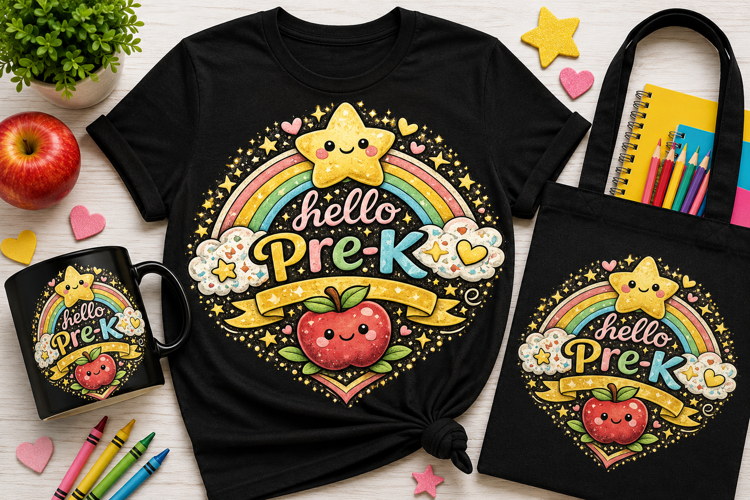 Hello Pre-K PNG | Cute Rainbow Back to School Design