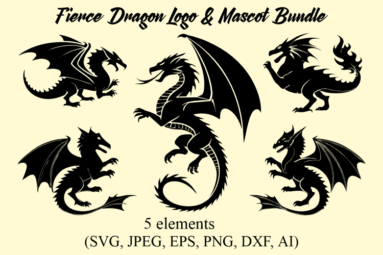 Fierce Dragon Logo & Mascot Bundle | Mythical Creature SVG