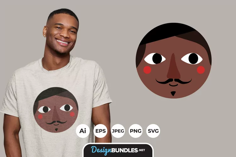 Ellipse Male Face Illustrations for T-Shirt Design
