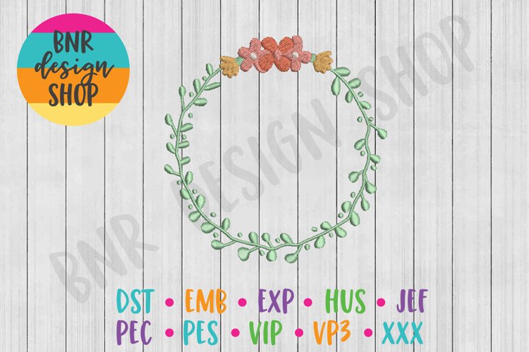Wreath Machine Embroidery Design example image 1