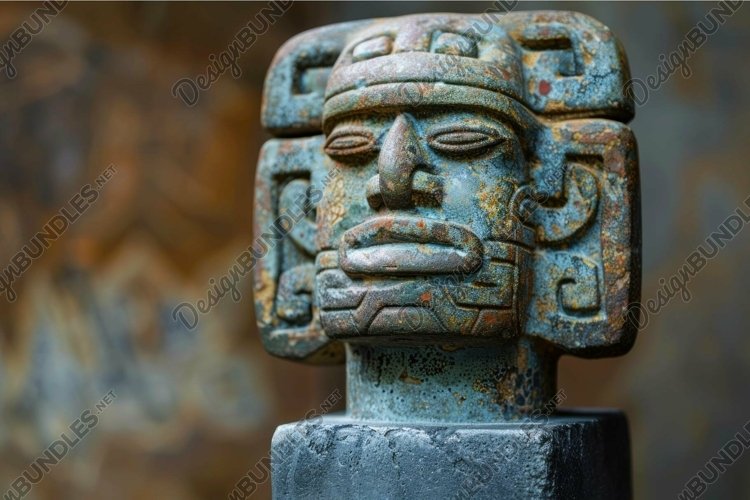 Ancient mayan stone sculpture closeup example image 1