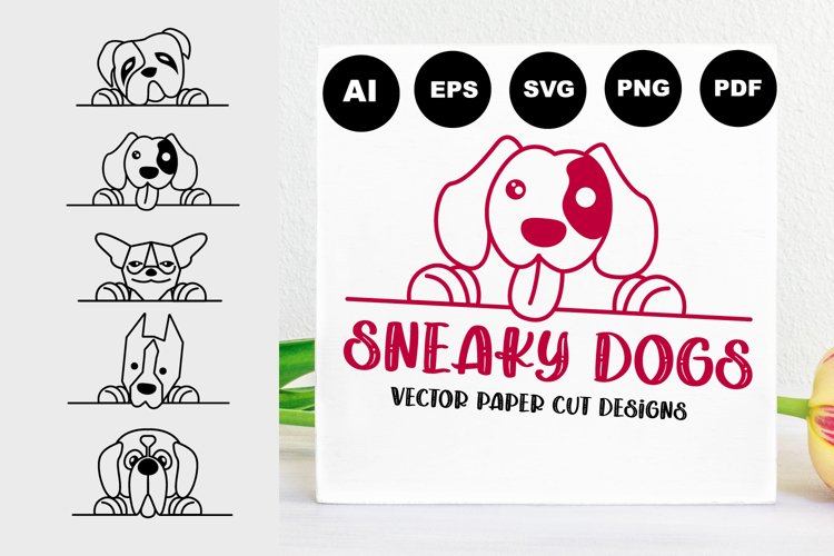 Sneaky Dogs, Holding Banner Style, Dogs Signs Designs SVG example image 1