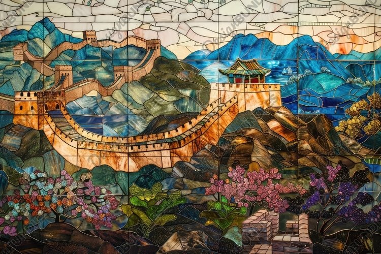 Great Wall Stained Glass Background Wallpaper