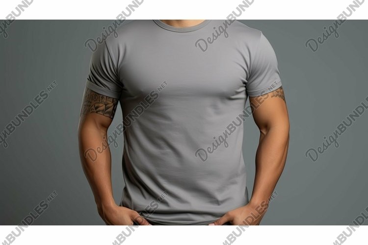 model blank gray t-shirt example image 1