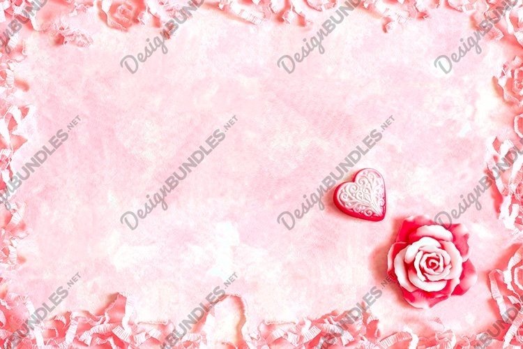 Romantic frame with roses and hearts. Valentine's Day mockup example image 1