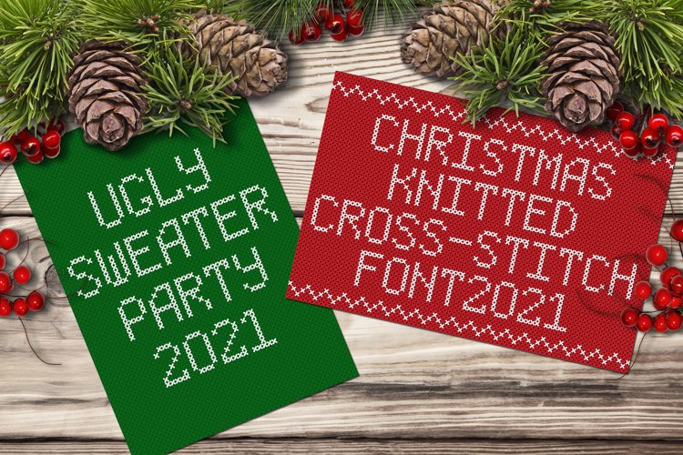 Christmas Knitted Cross-Stitch Font v1.0 example image 1