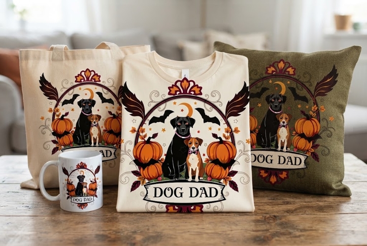 Halloween Dog Dad PNG | Spooky Pumpkin Dog Lover Design