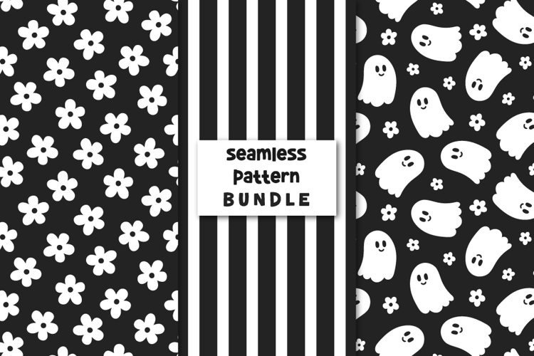 Halloween Patterns Cute Ghost Digital Papers.