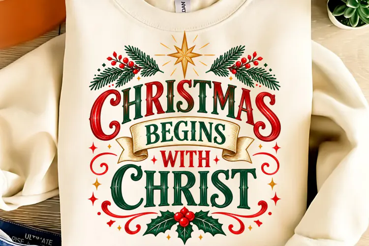 Christmas Begins With Christ PNG. Funny Christmas PNG