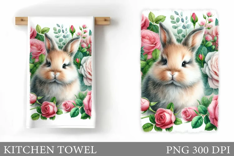Cute Bunny Kitchen Towel. Bunny Kitchen Towel Sublimation