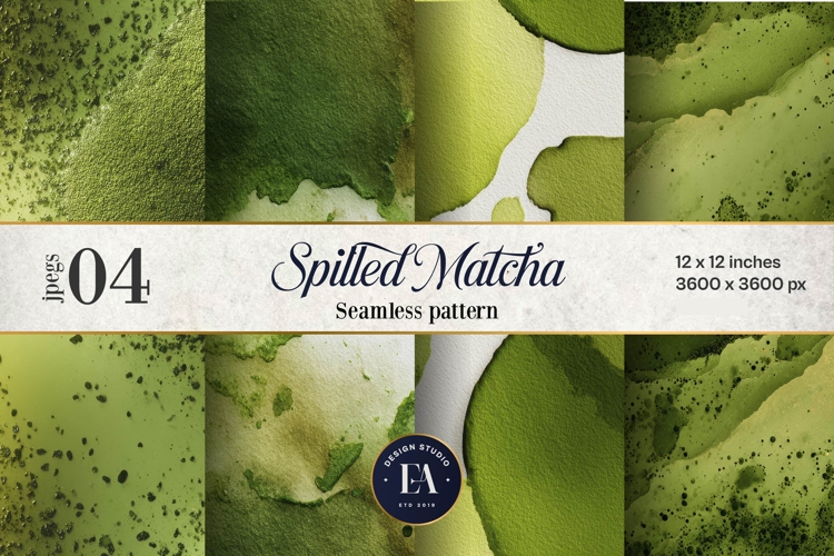 Spilled Matcha Texture, Green Abstract Liquid Digital Paper