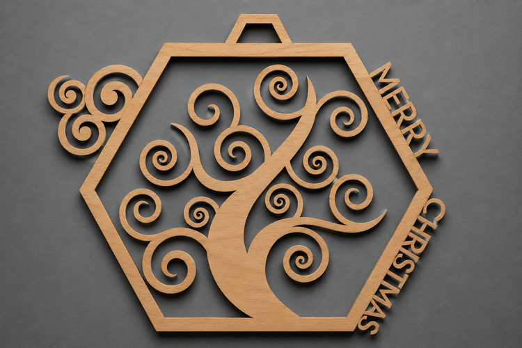 Merry Christmas Wooden Tree Ornament