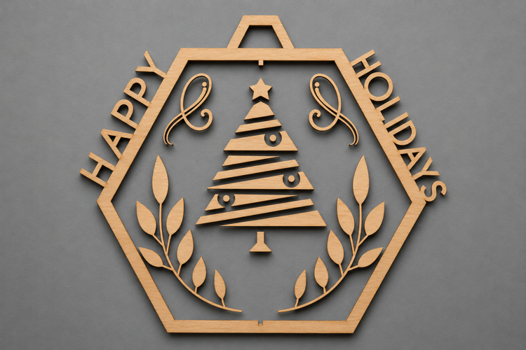 Happy Holidays Wooden Christmas Tree Ornament
