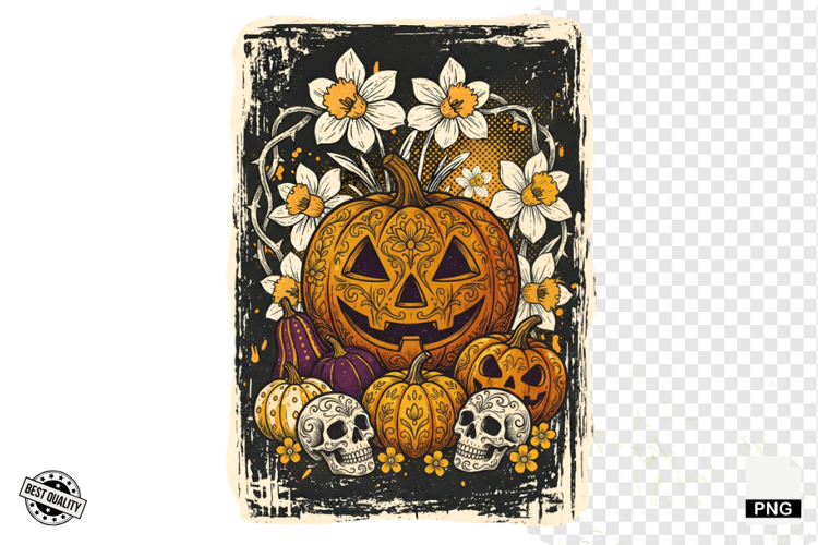Distressed Vintage Halloween Design Clipart