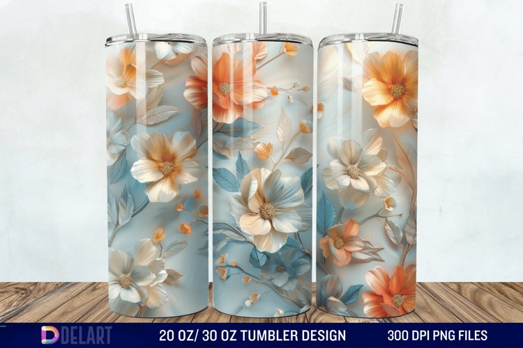 3D Painted Flower Tumbler Wrap example image 1
