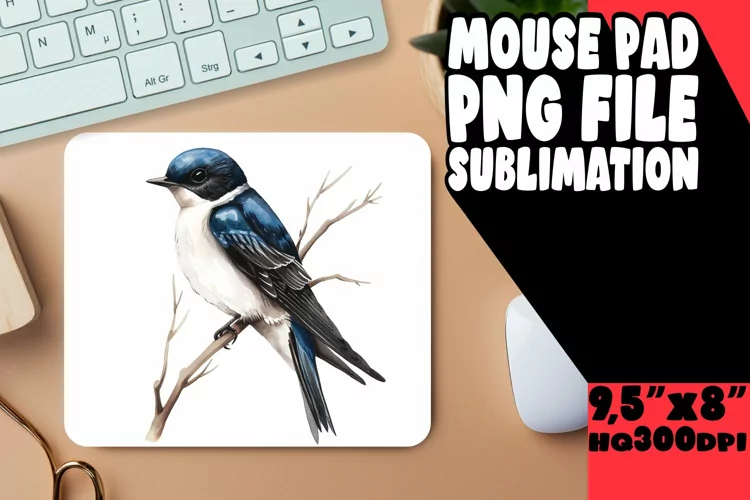 Bird Branch Watercolor Mouse Pad Spring