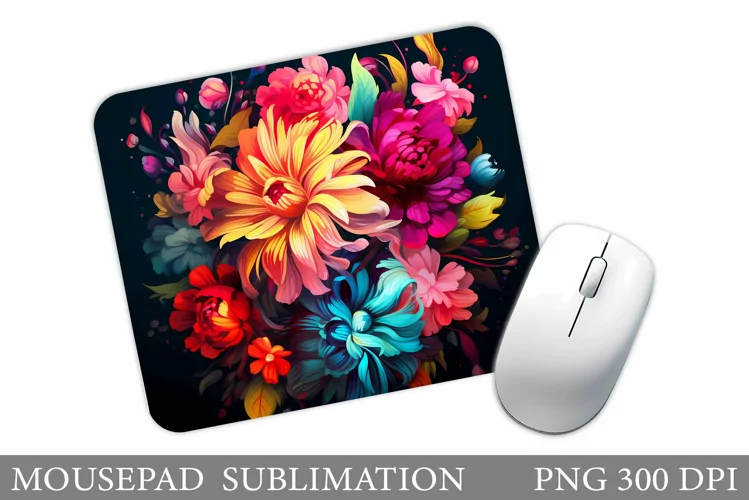 Flowers Mouse Pad Sublimation. Floral Mouse Pad Design