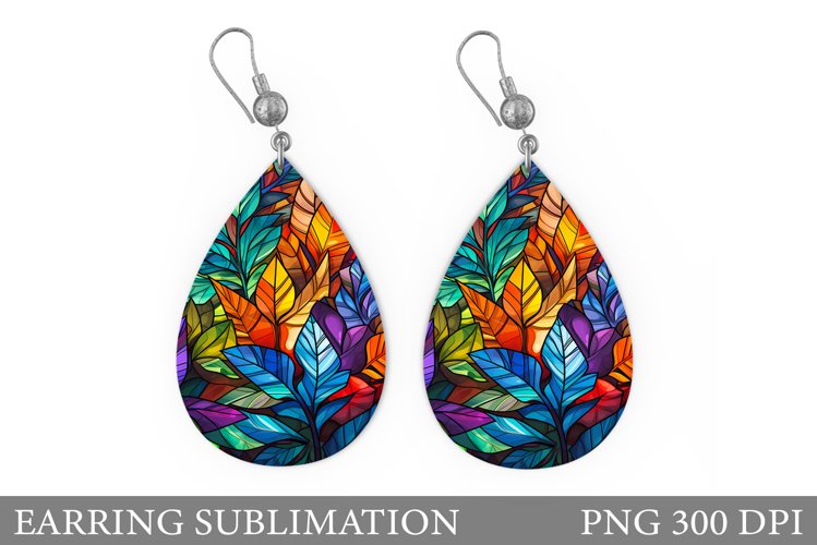 Tropical Leaves Earring. Stained Glass Leaves Earring